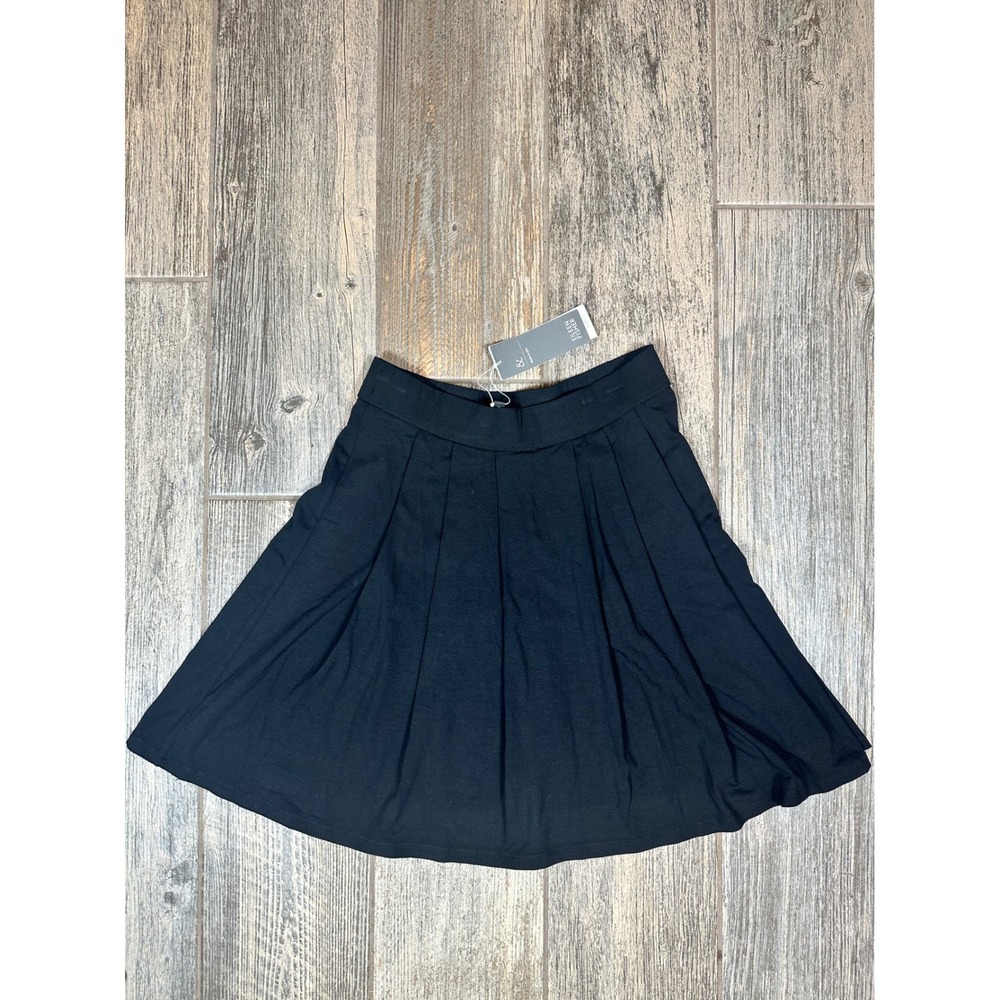 Eileen Fisher Black Short‎ Pleated Skirt XS Extra Small System NWT Career Casual